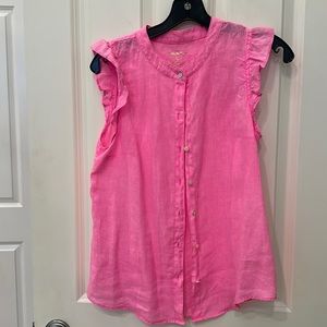 Lily Pulitzer sleeveless ruffle accent button down size  small